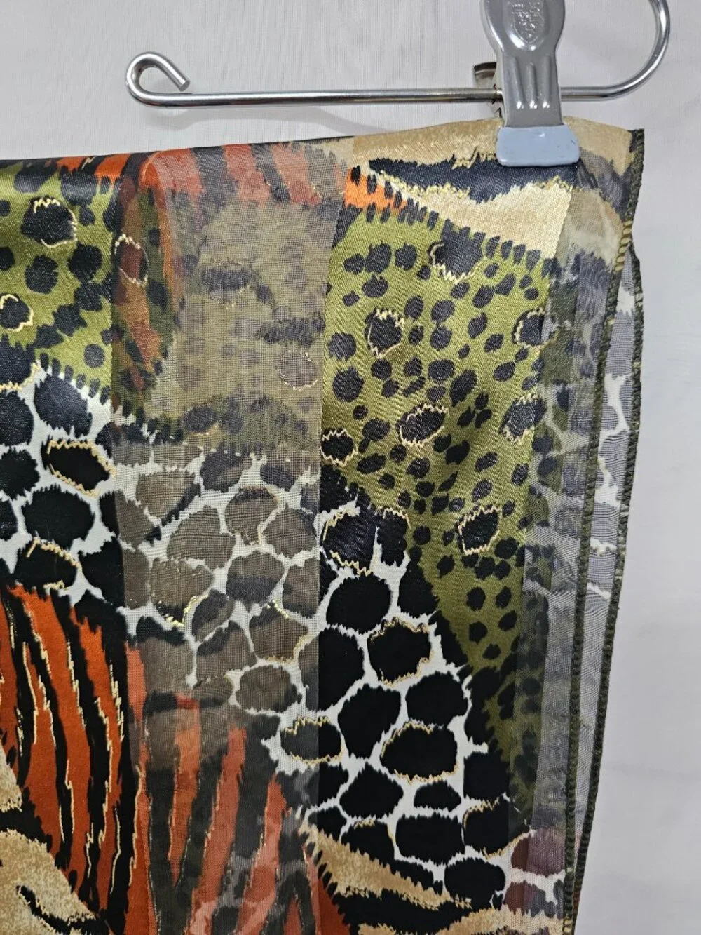 Unbranded Scarf Animal Print Sheer Goth Grunge Punk Metallic Black Green